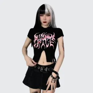 Grunge Black Crop Tops