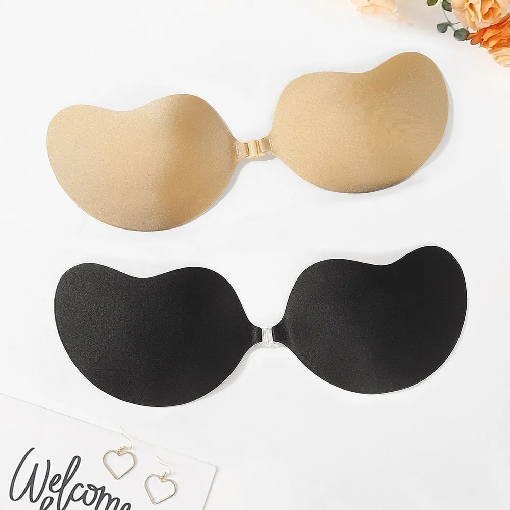 Invisible Push Up Bra Backless Strapless Bra Seamless Front Closure Bralette Underwear Women Self-Adhesive Silicone Sticky BH