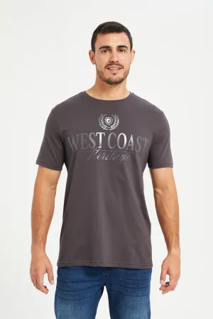 Men Grey Foil Print T-Shirt