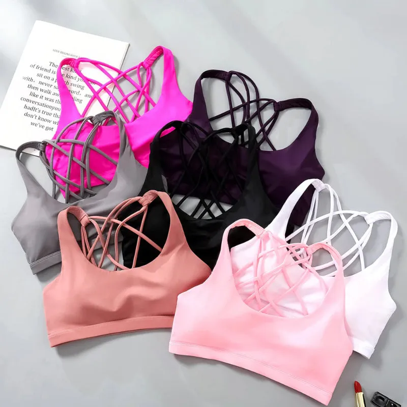 Wirefree Push Up Padded Crisscross Fitness Sports Bra