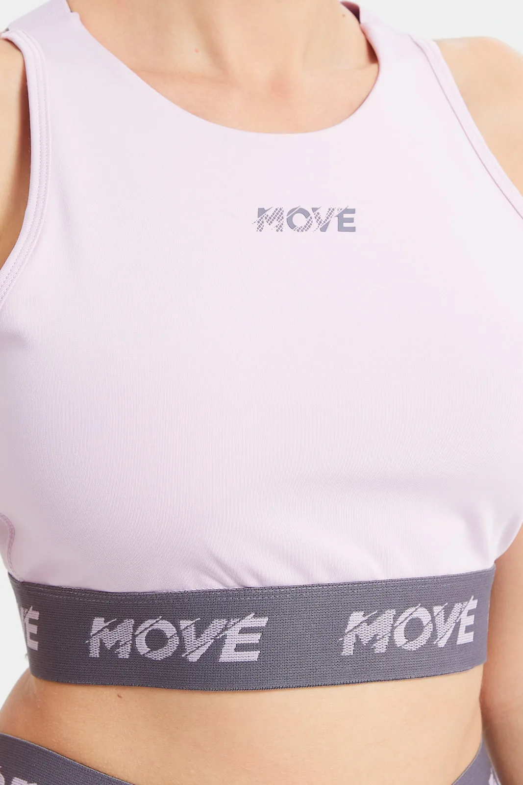 Women Lilac Sports Bra With Tape Detailing